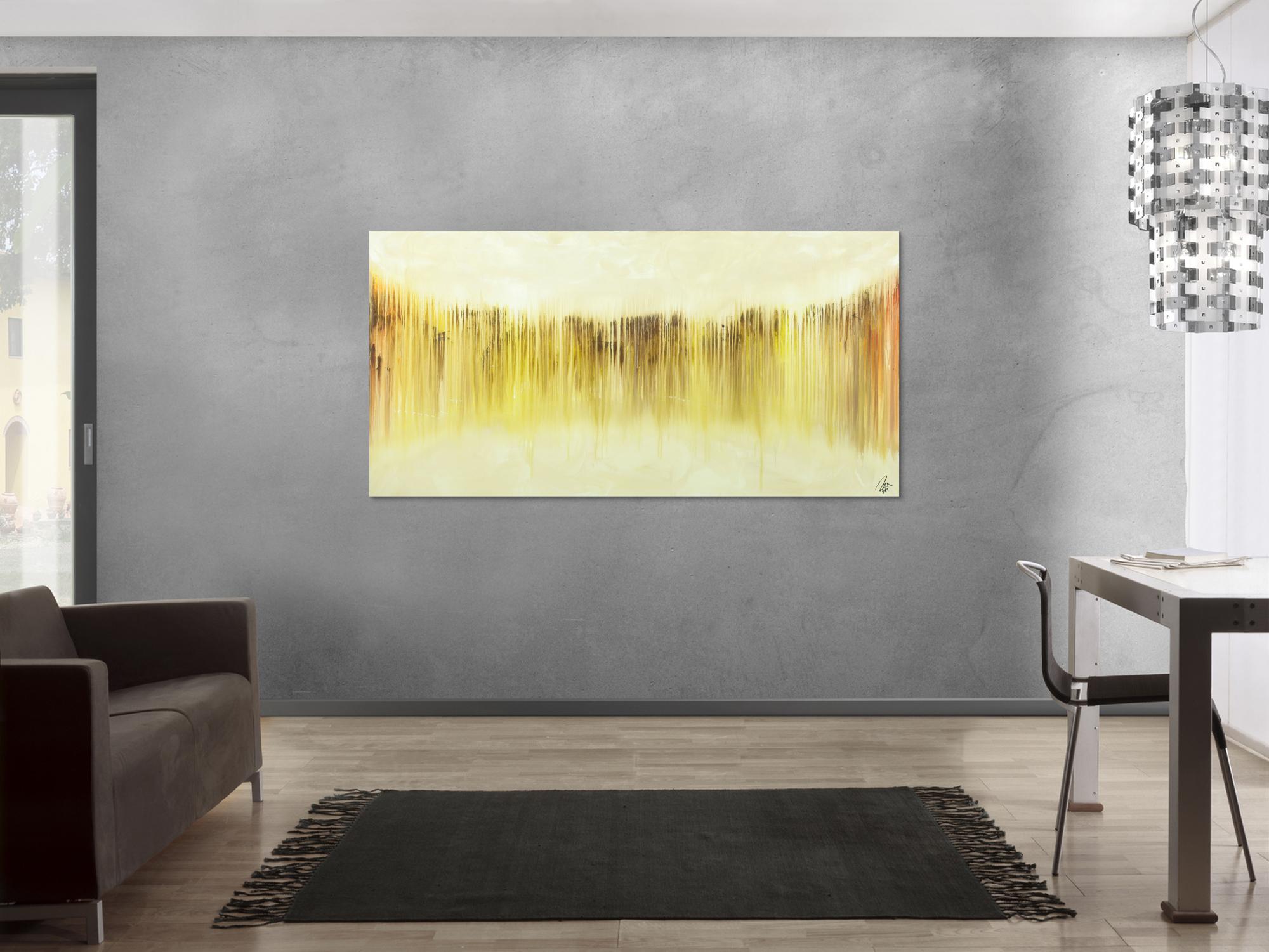 Abstraktes Bild modernes Gemälde auf Leinwand handgemalt beige gelb braun