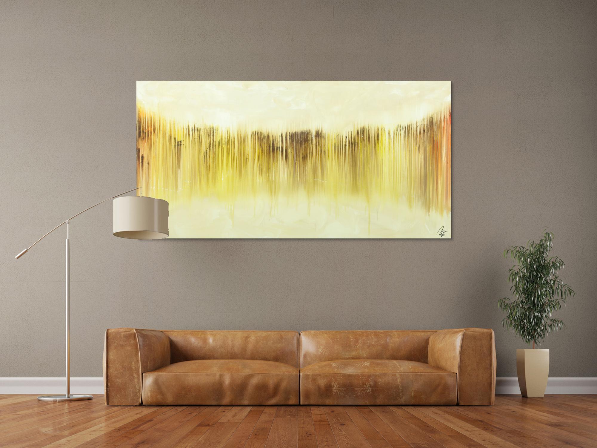 Abstraktes Bild modernes Gemälde auf Leinwand handgemalt beige gelb braun