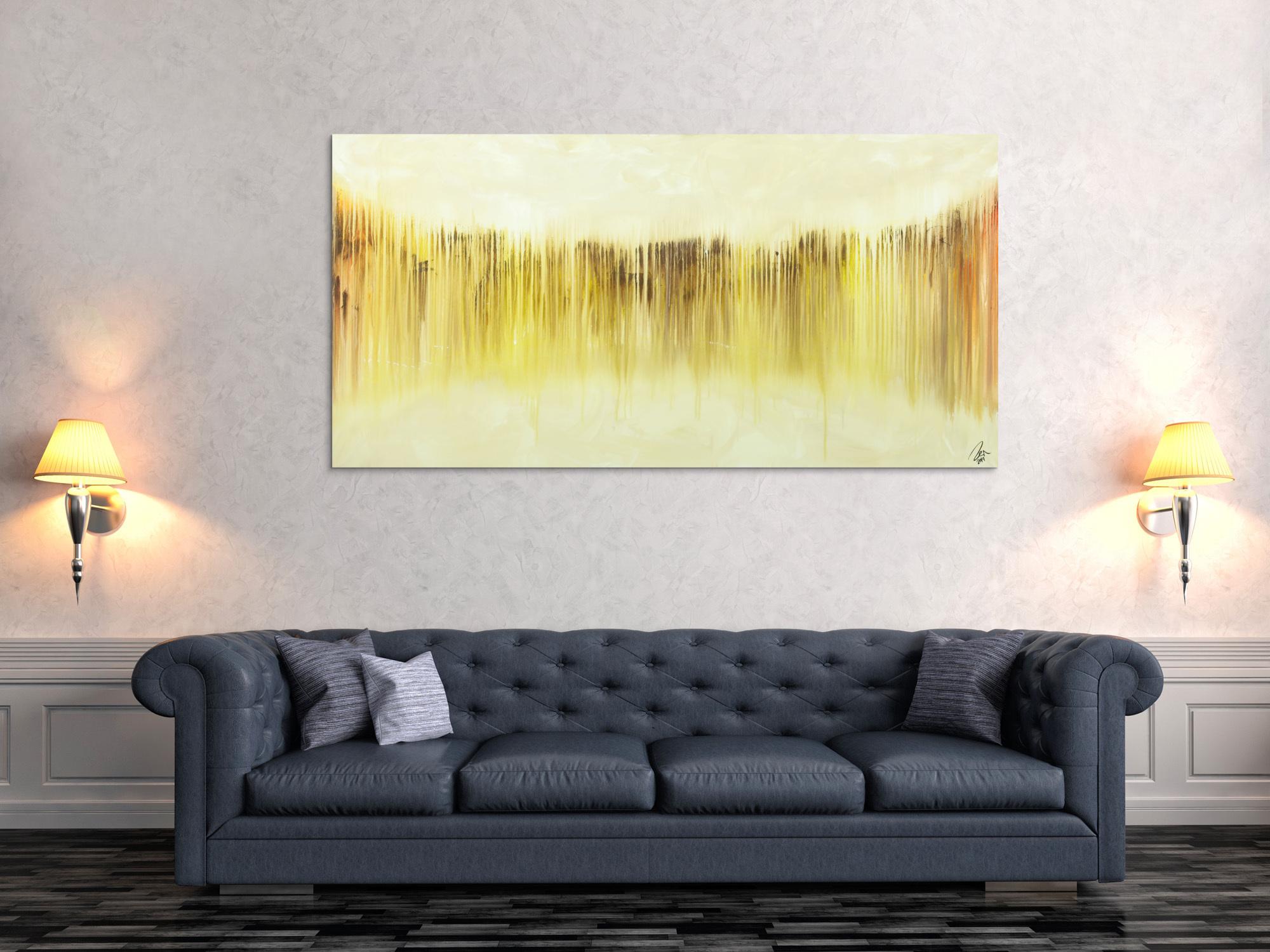 Abstraktes Bild modernes Gemälde auf Leinwand handgemalt beige gelb braun