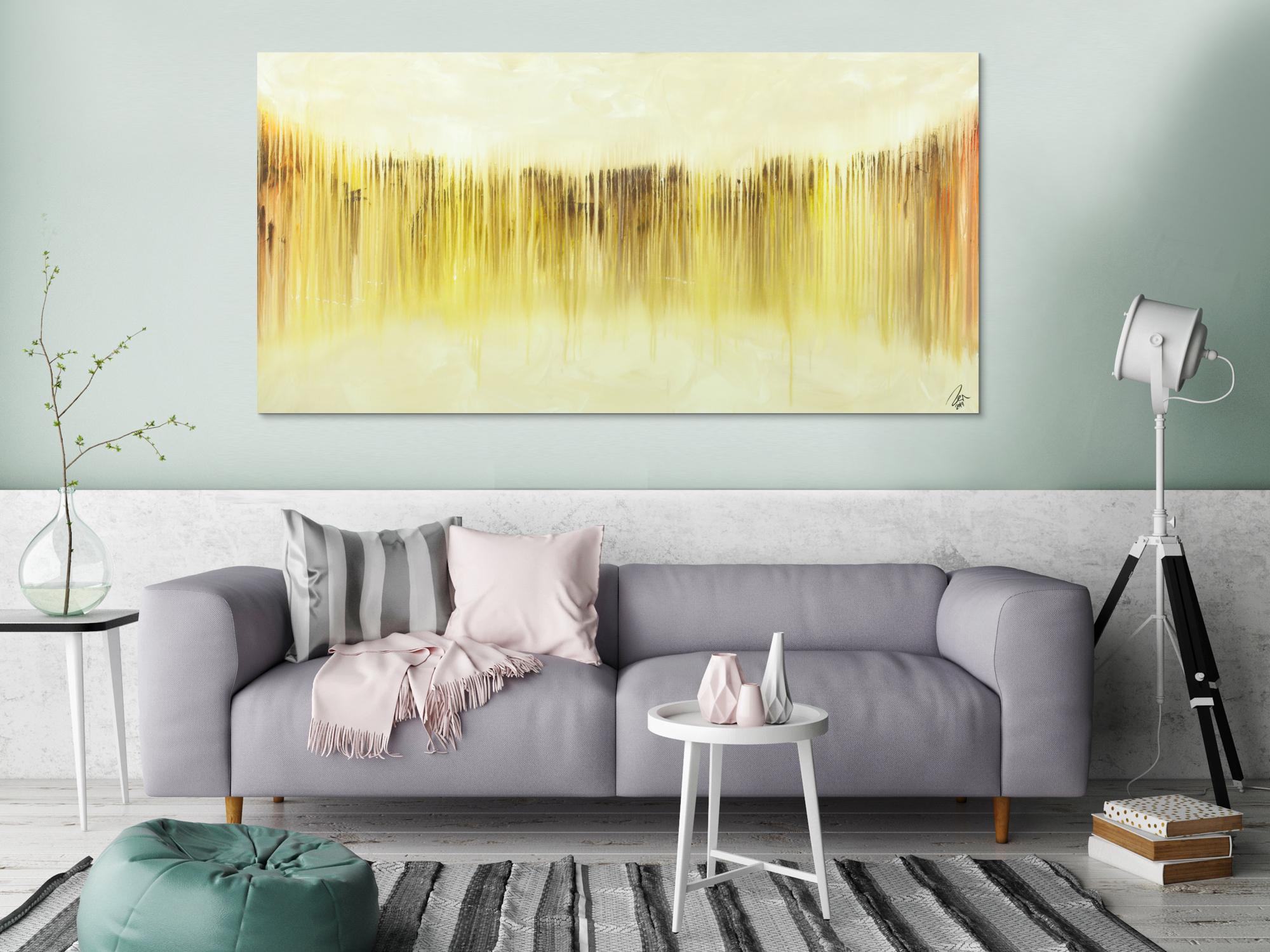 Abstraktes Bild modernes Gemälde auf Leinwand handgemalt beige gelb braun