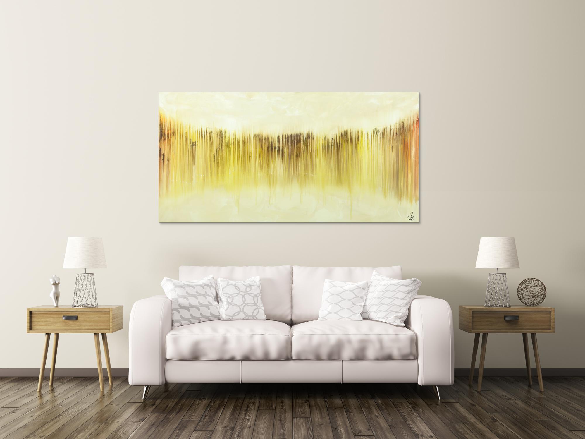 Abstraktes Bild modernes Gemälde auf Leinwand handgemalt beige gelb braun