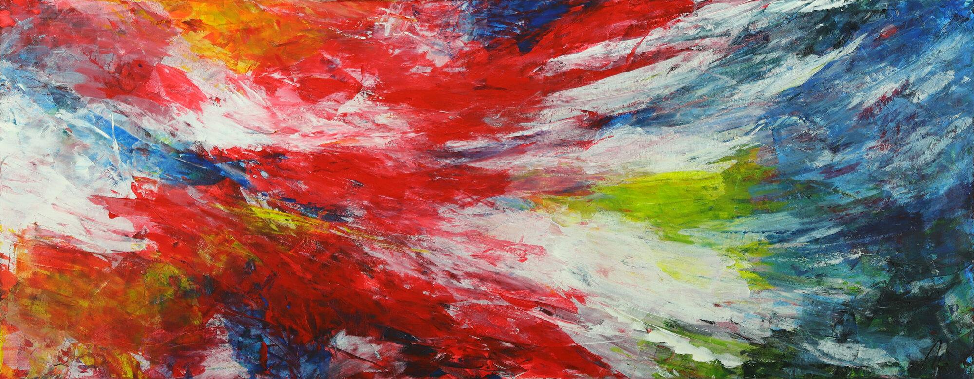 Modernes abstraktes Bild auf Leinwand handgemalt bunte Farben Spachteltechnik