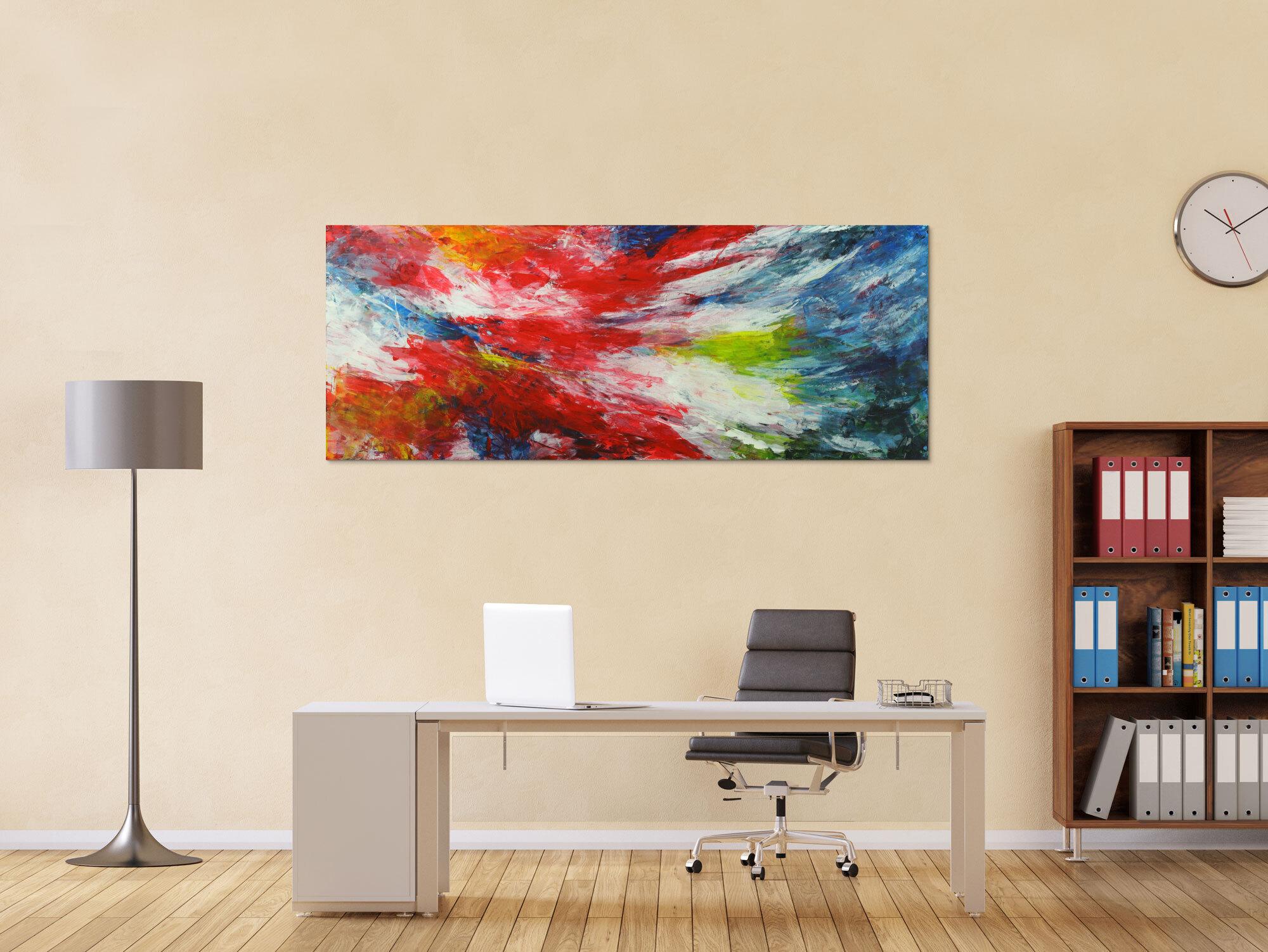 Modernes abstraktes Bild auf Leinwand handgemalt bunte Farben Spachteltechnik