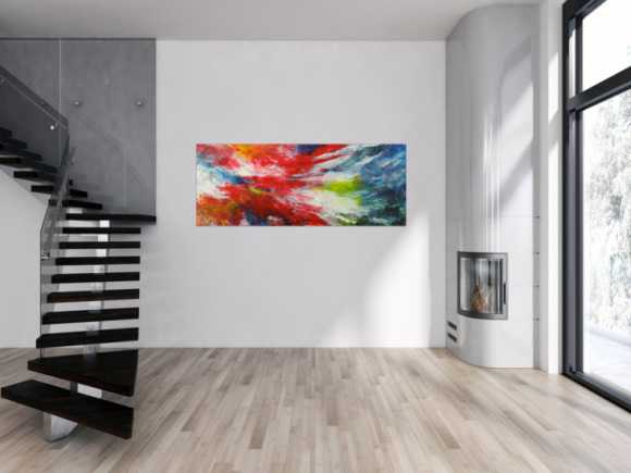 Modernes abstraktes Bild auf Leinwand handgemalt bunte Farben Spachteltechnik