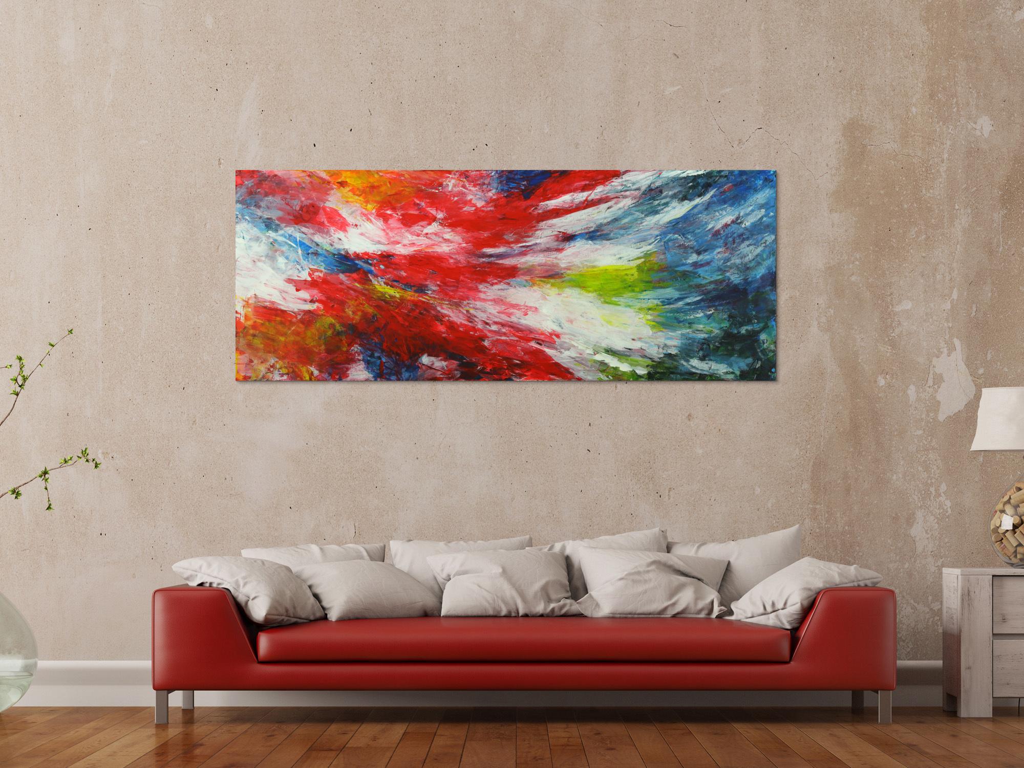 Modernes abstraktes Bild auf Leinwand handgemalt bunte Farben Spachteltechnik