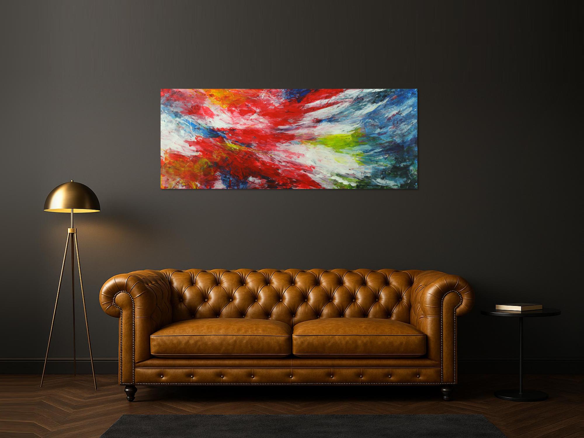 Modernes abstraktes Bild auf Leinwand handgemalt bunte Farben Spachteltechnik