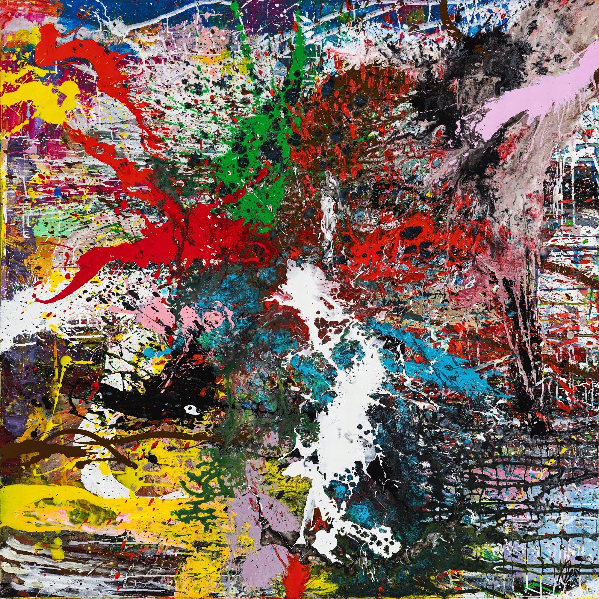 Action Painting Gemälde auf Leinwand handgemalt Modern Art bunt Splash Art