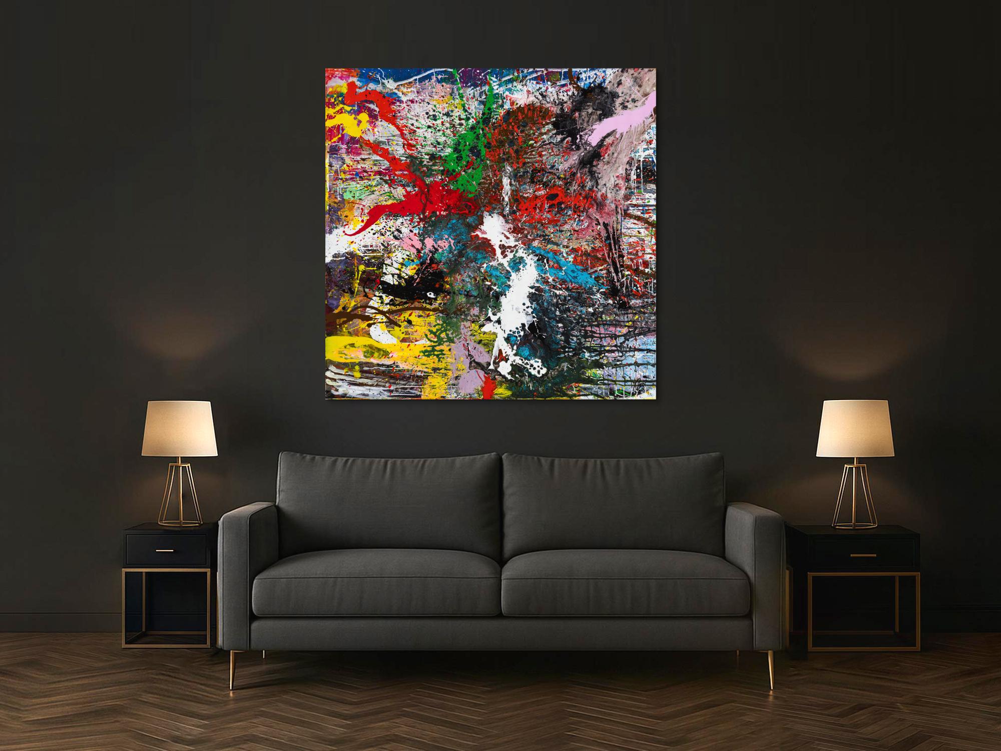 Action Painting Gemälde auf Leinwand handgemalt Modern Art bunt Splash Art