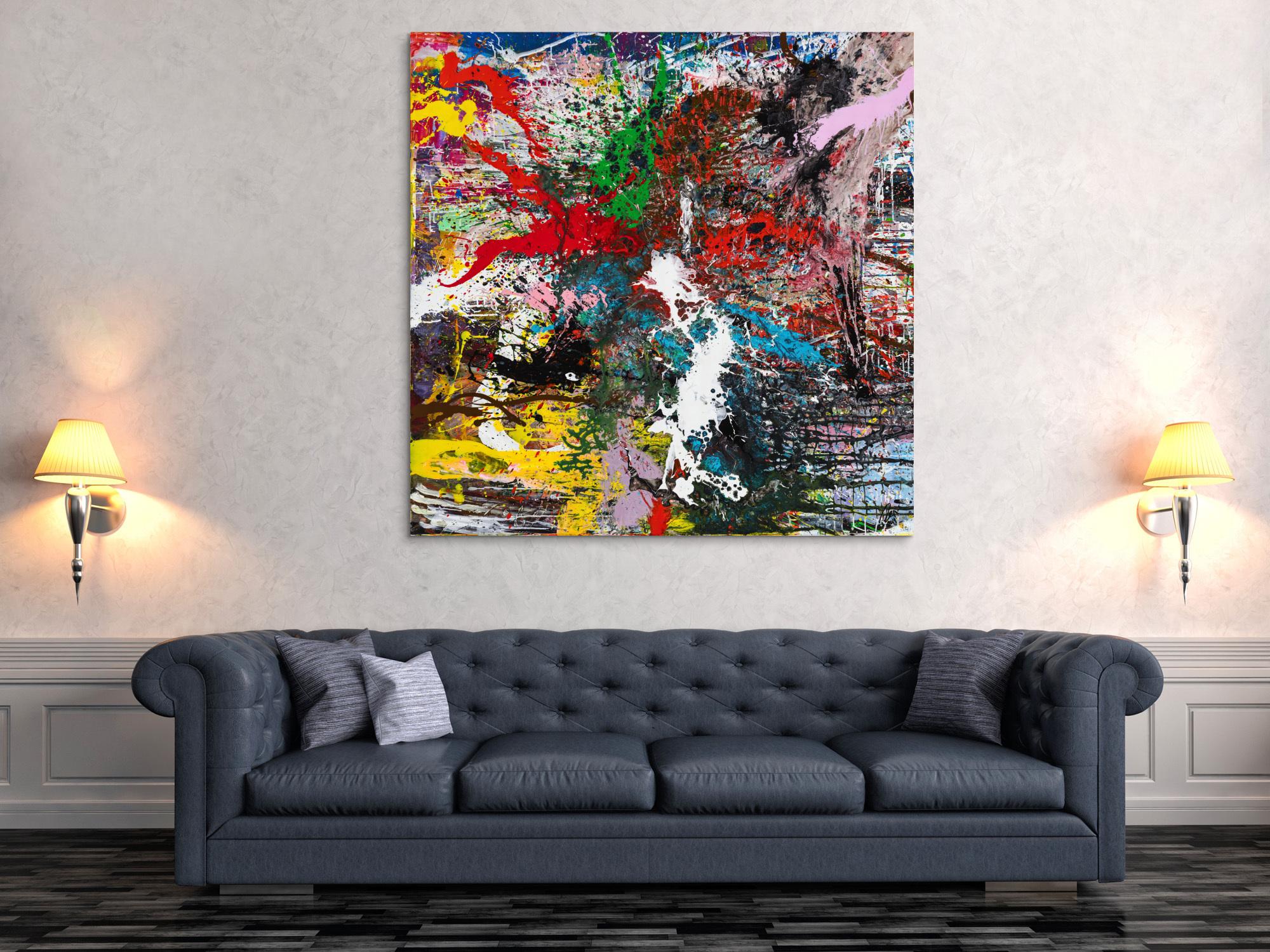 Action Painting Gemälde auf Leinwand handgemalt Modern Art bunt Splash Art