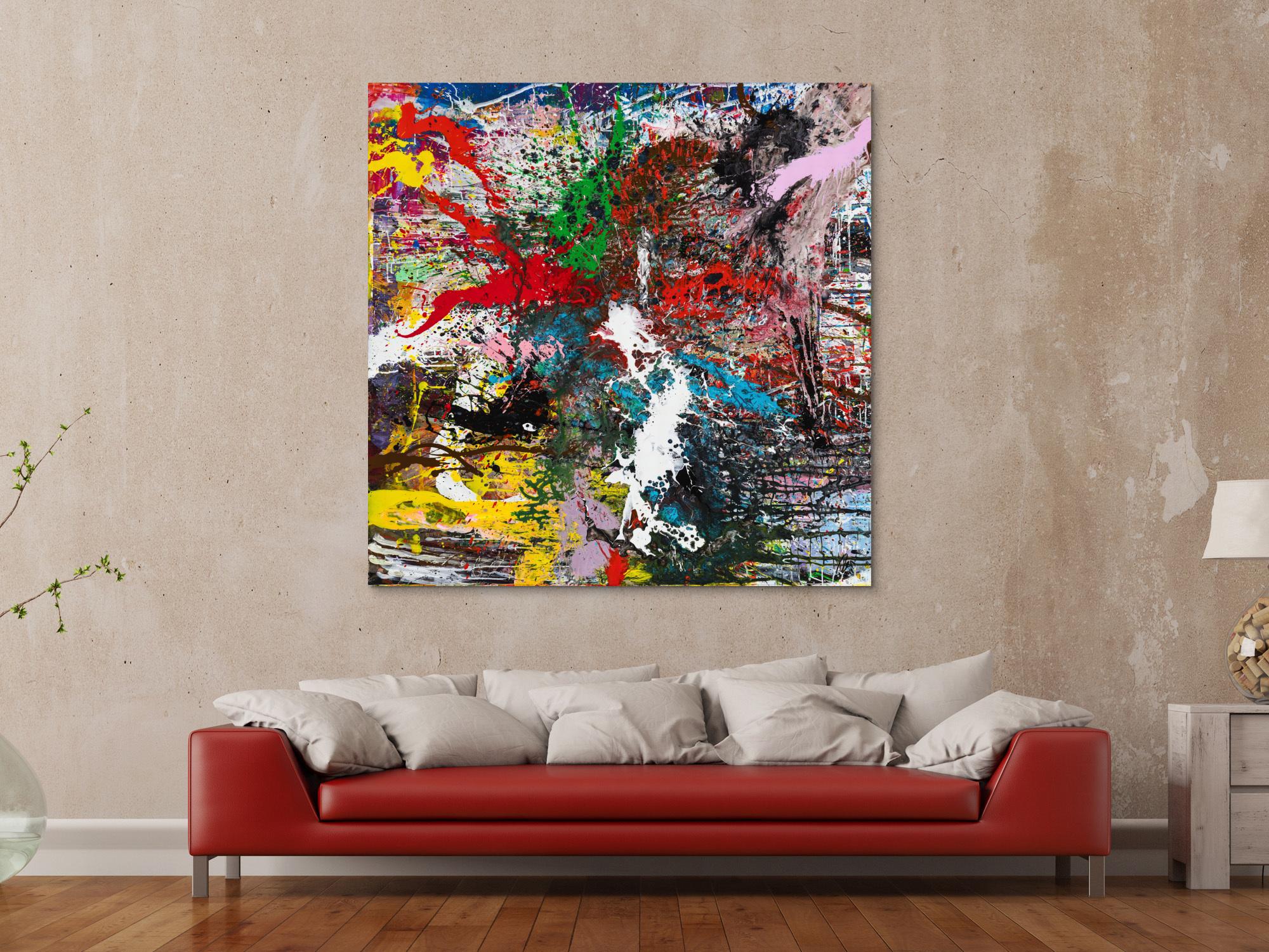 Action Painting Gemälde auf Leinwand handgemalt Modern Art bunt Splash Art