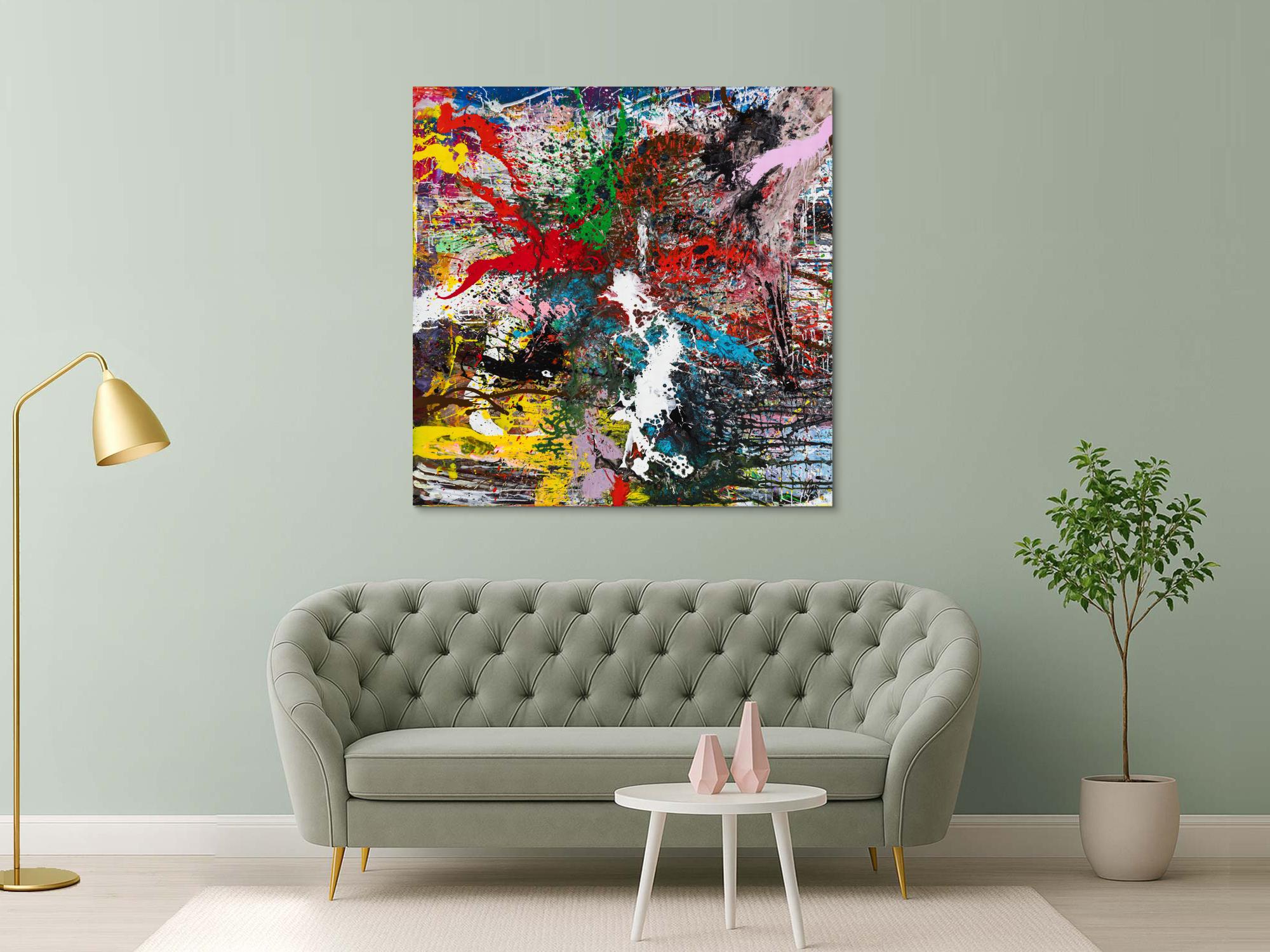 Action Painting Gemälde auf Leinwand handgemalt Modern Art bunt Splash Art