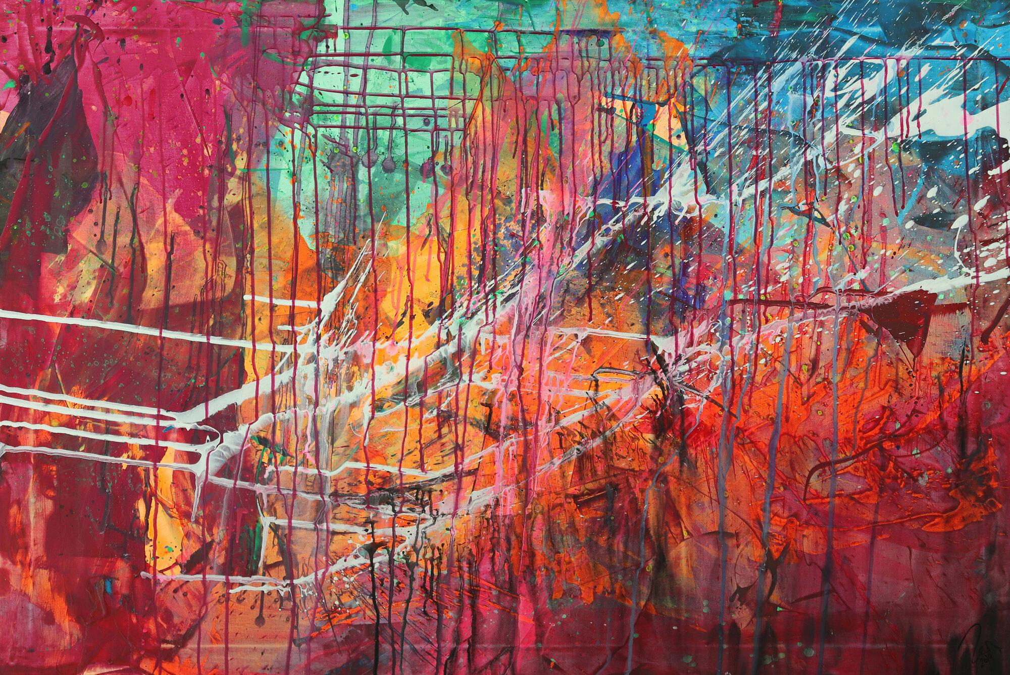 Abstraltes Gemälde Modern Art Mischtechnik bunt auf Leinwand handgemalt