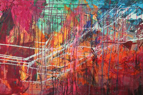 Abstraltes Gemälde Modern Art Mischtechnik bunt auf Leinwand handgemalt