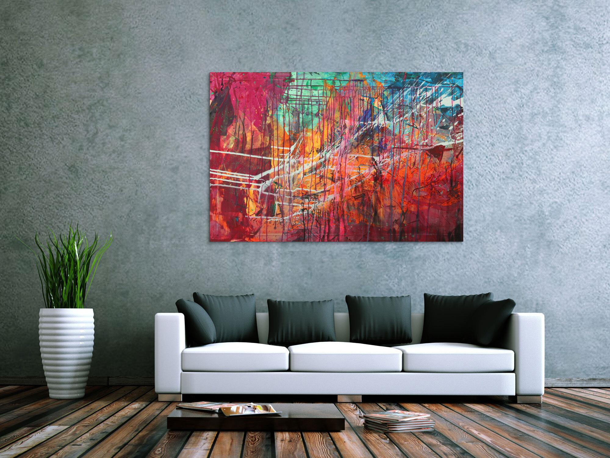 Abstraltes Gemälde Modern Art Mischtechnik bunt auf Leinwand handgemalt