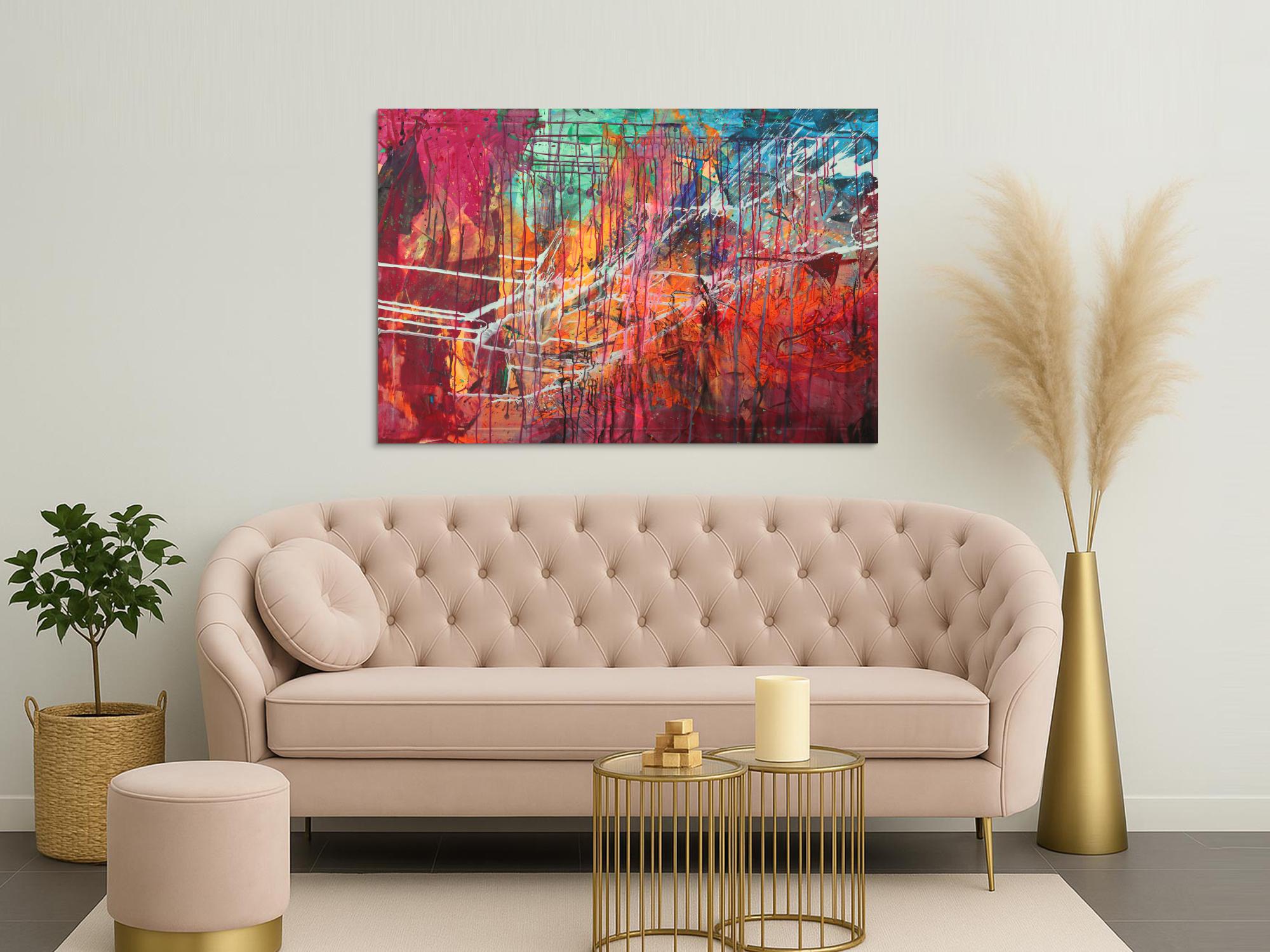 Abstraltes Gemälde Modern Art Mischtechnik bunt auf Leinwand handgemalt