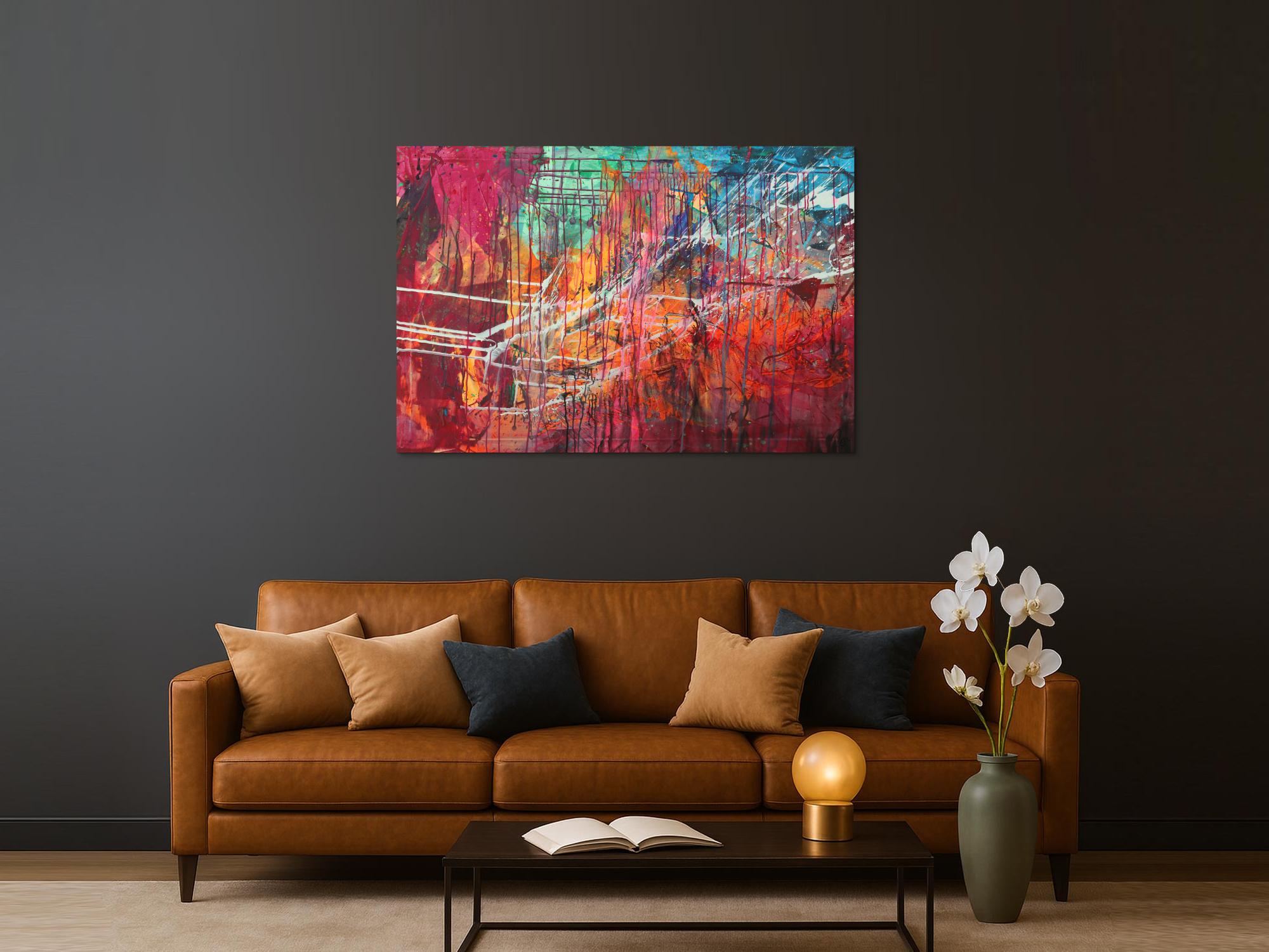 Abstraltes Gemälde Modern Art Mischtechnik bunt auf Leinwand handgemalt