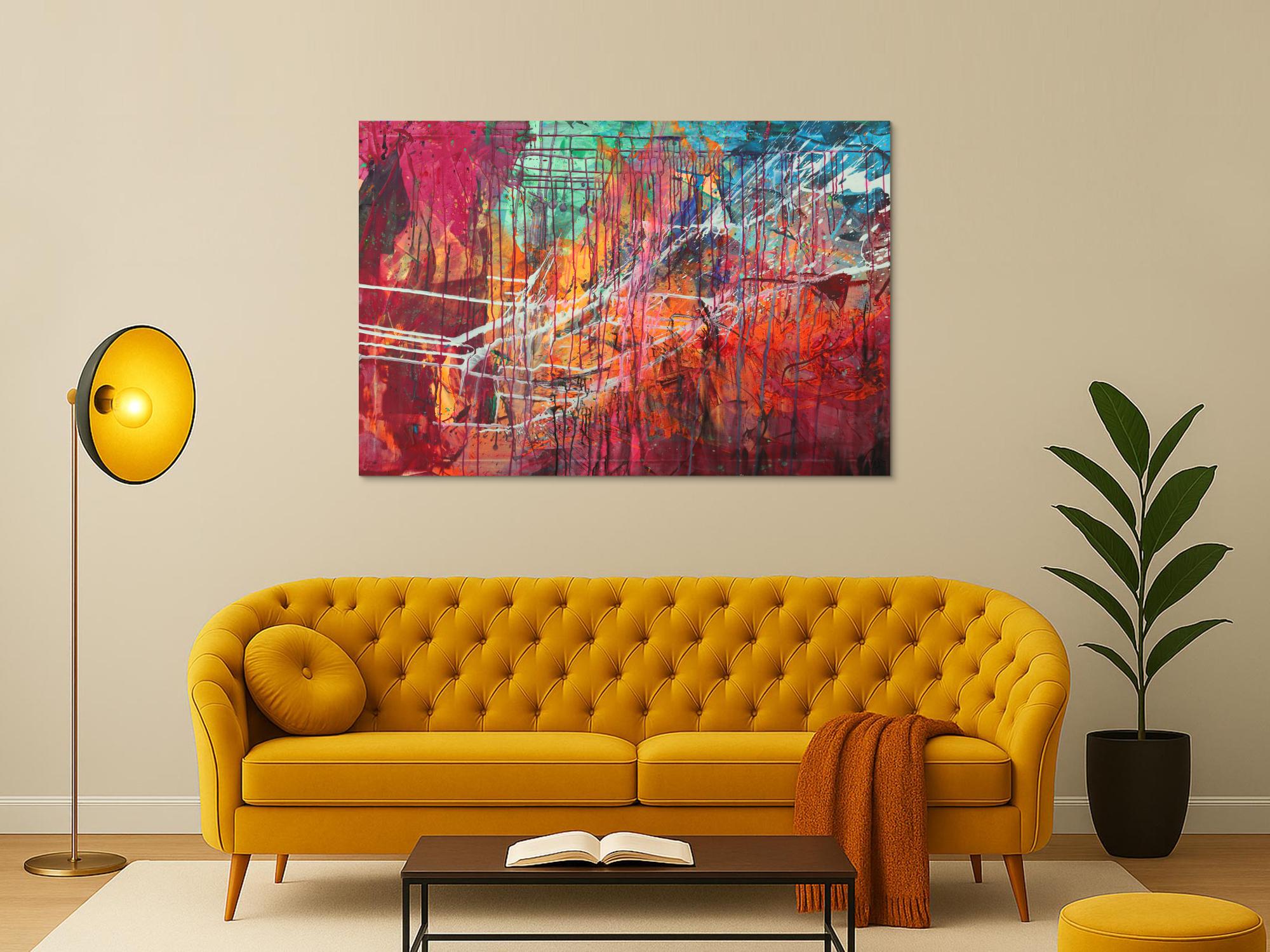 Abstraltes Gemälde Modern Art Mischtechnik bunt auf Leinwand handgemalt