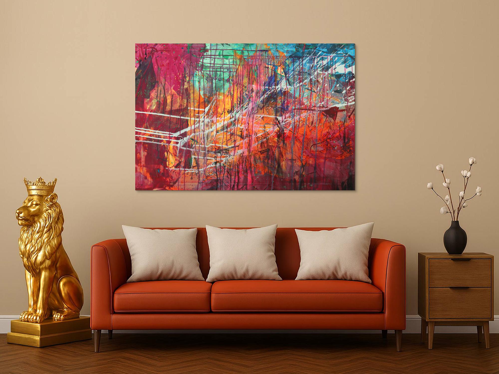 Abstraltes Gemälde Modern Art Mischtechnik bunt auf Leinwand handgemalt