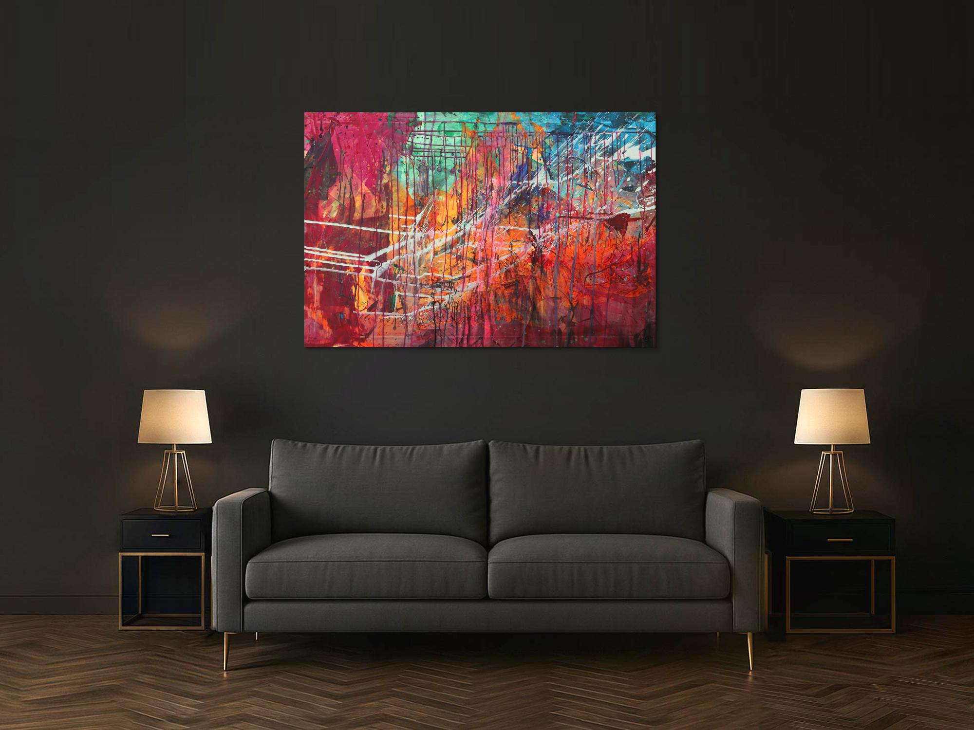 Abstraltes Gemälde Modern Art Mischtechnik bunt auf Leinwand handgemalt