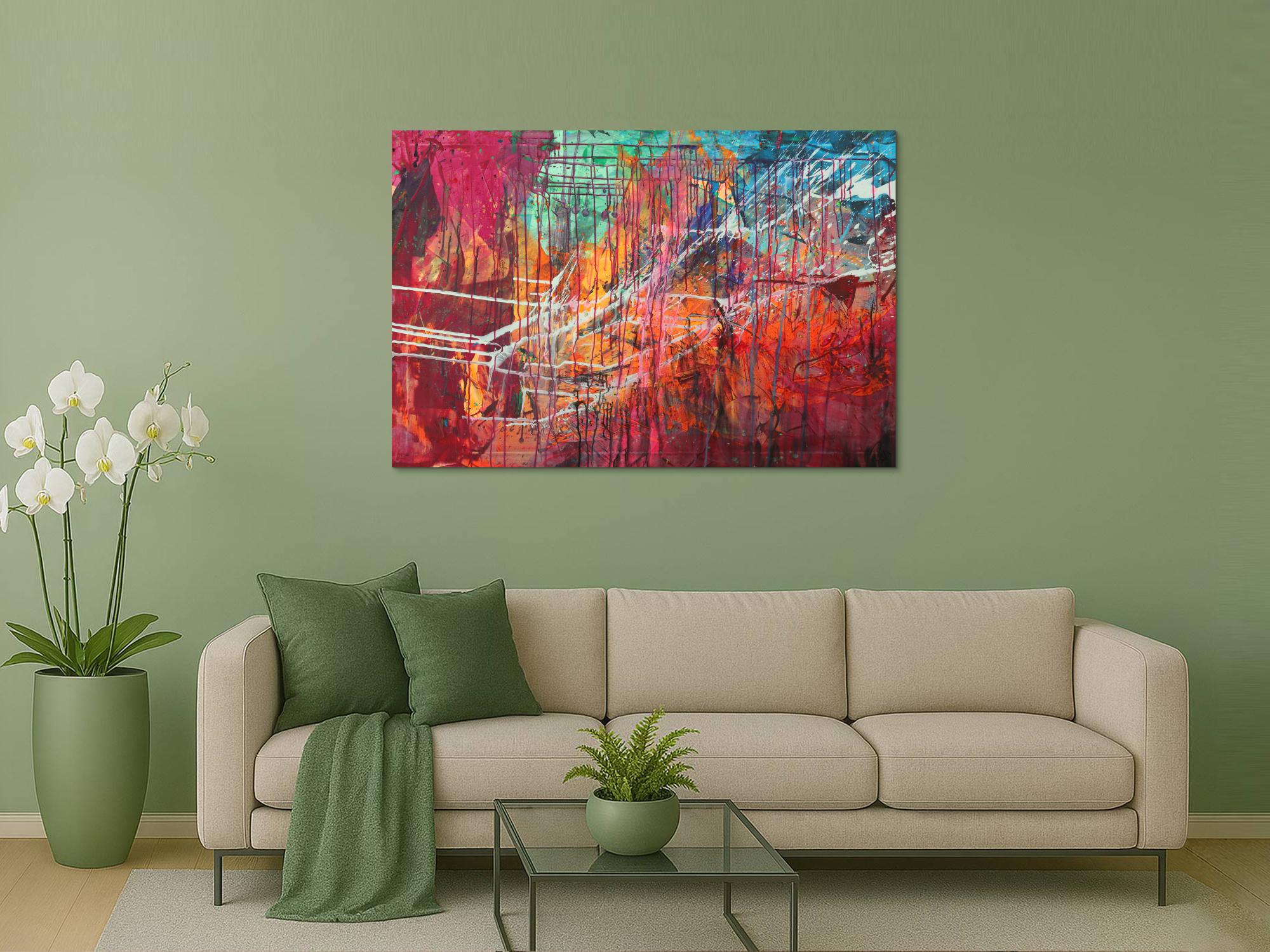 Abstraltes Gemälde Modern Art Mischtechnik bunt auf Leinwand handgemalt