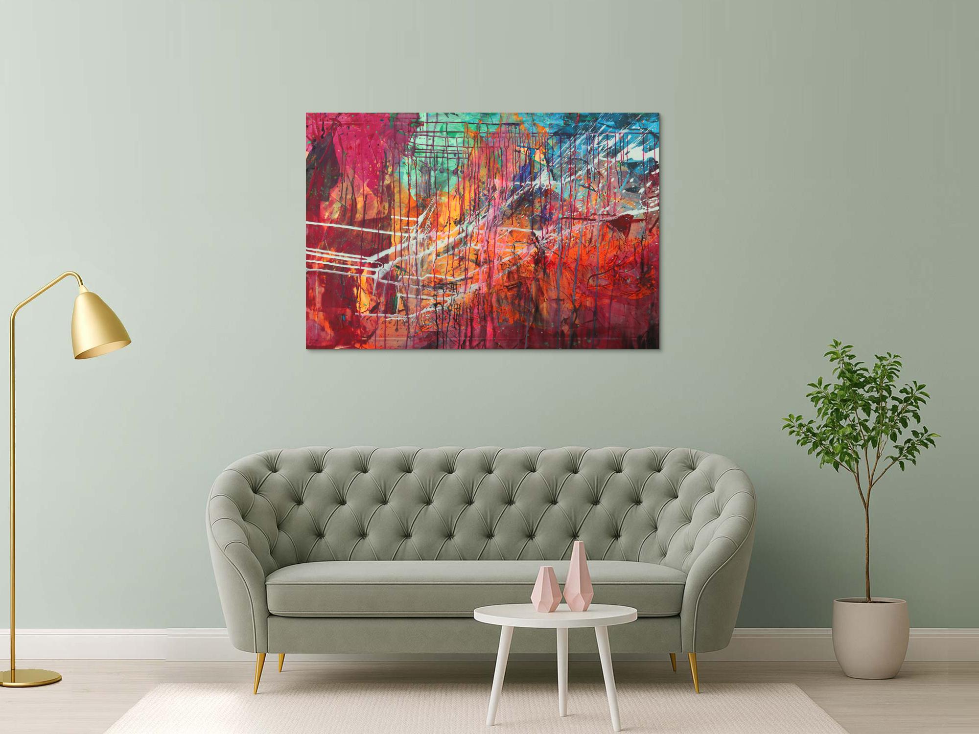 Abstraltes Gemälde Modern Art Mischtechnik bunt auf Leinwand handgemalt