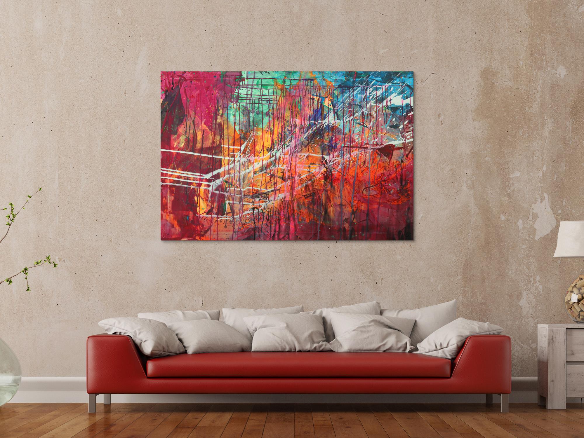 Abstraltes Gemälde Modern Art Mischtechnik bunt auf Leinwand handgemalt