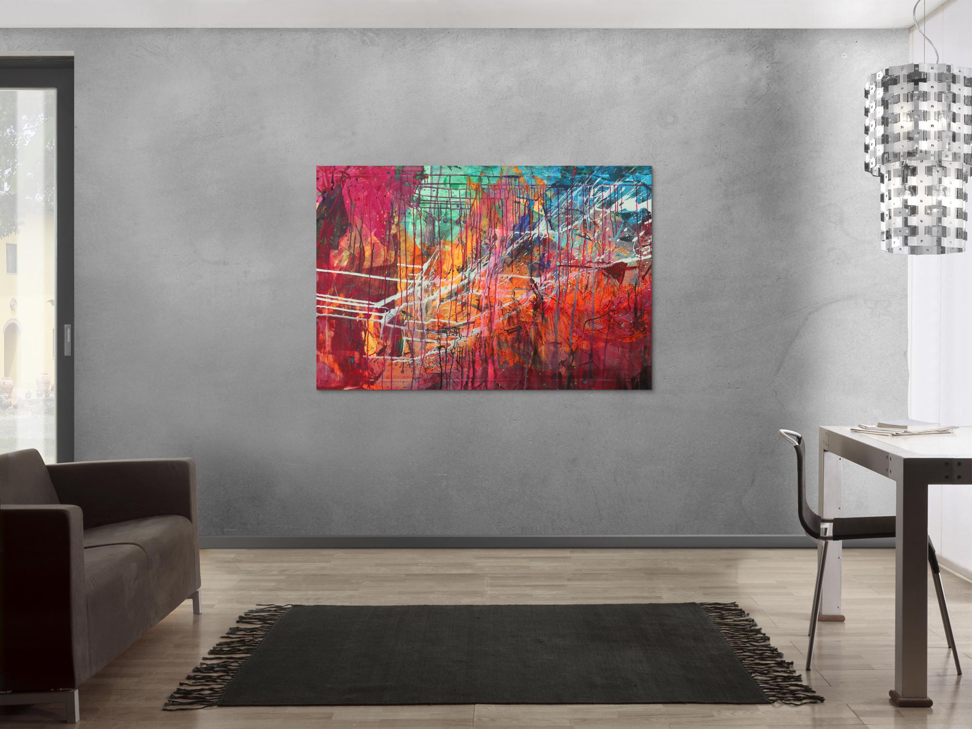 Abstraltes Gemälde Modern Art Mischtechnik bunt auf Leinwand handgemalt