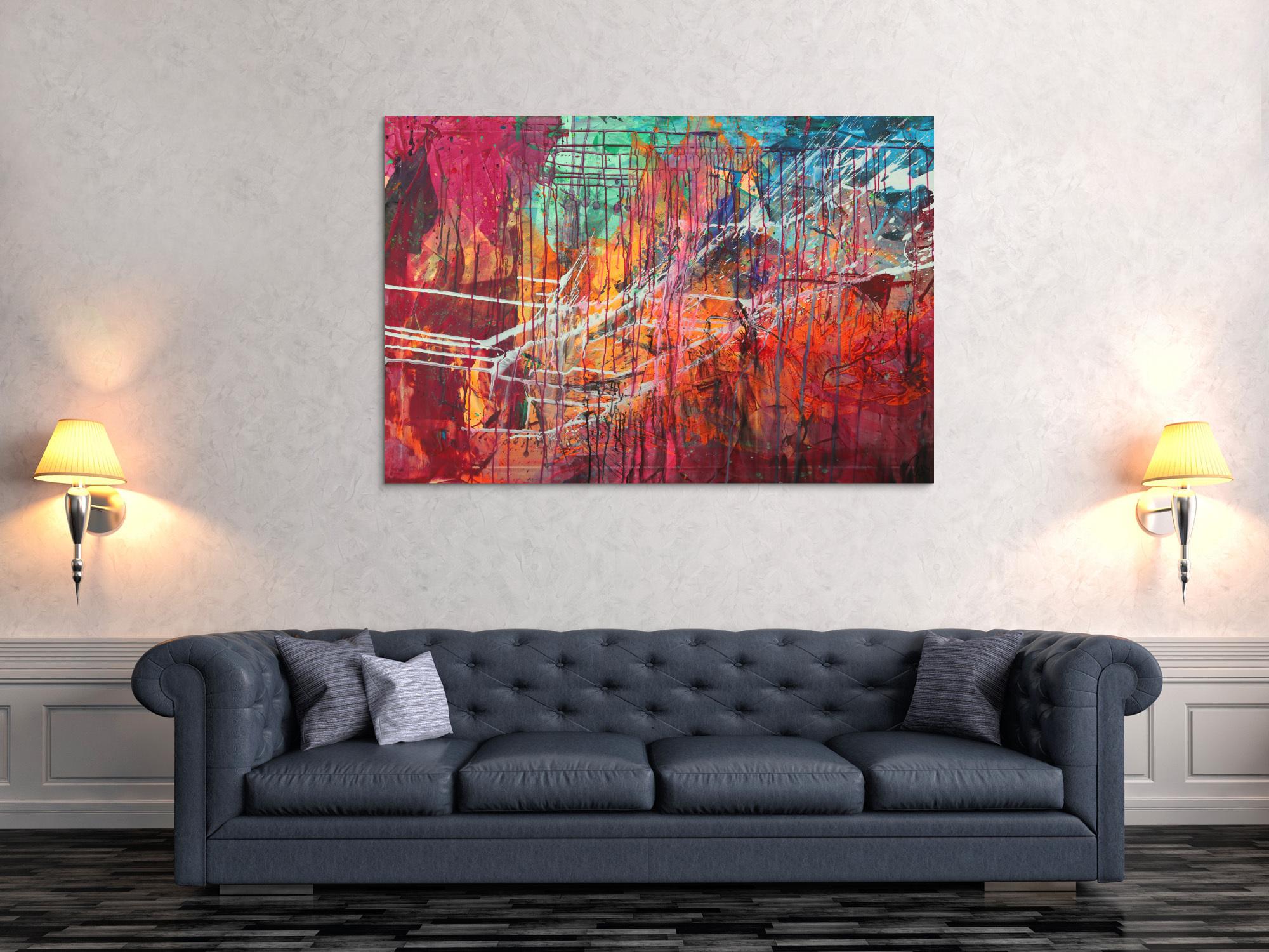 Abstraltes Gemälde Modern Art Mischtechnik bunt auf Leinwand handgemalt