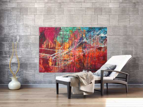 Abstraltes Gemälde Modern Art Mischtechnik bunt auf Leinwand handgemalt