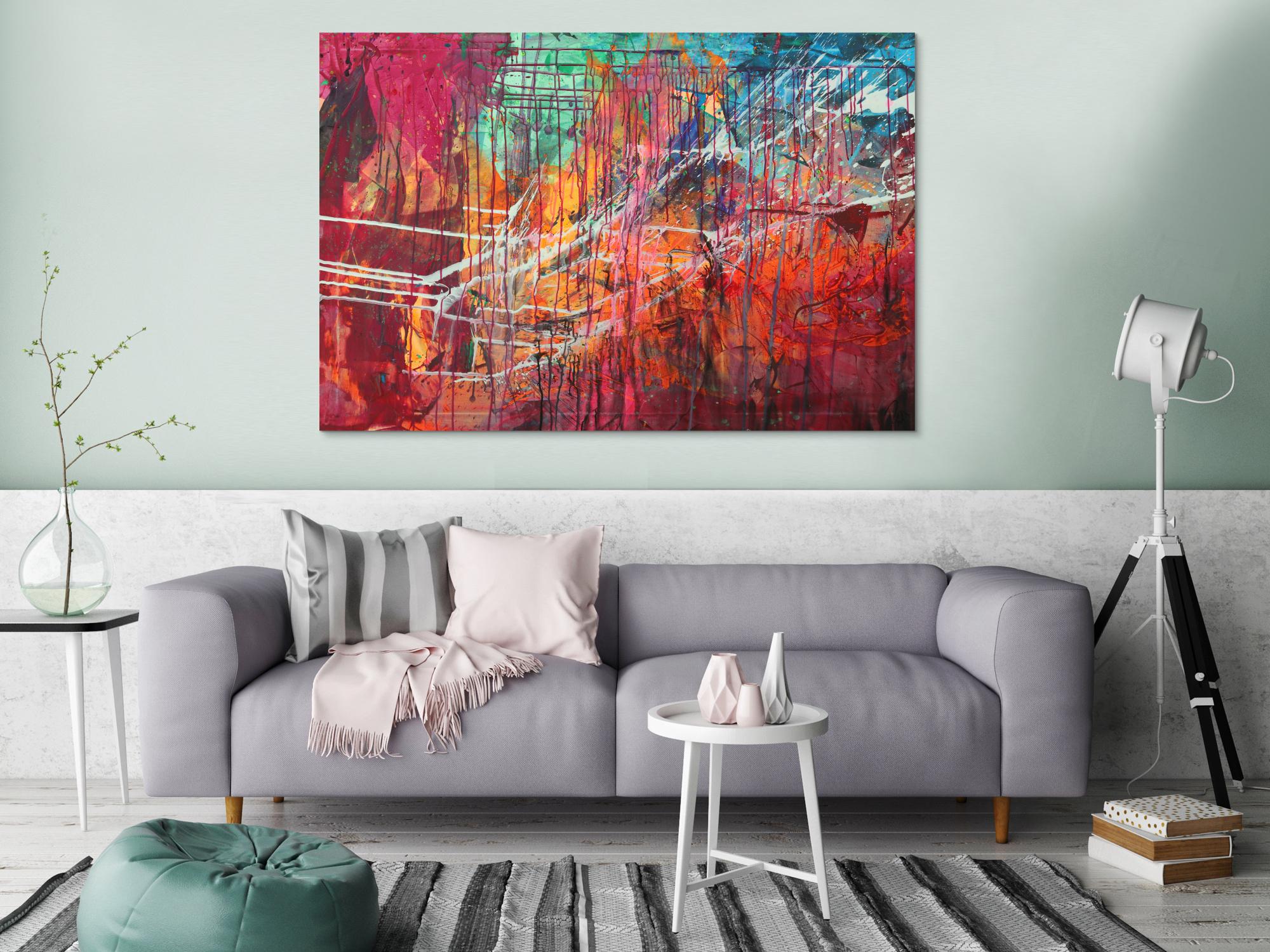 Abstraltes Gemälde Modern Art Mischtechnik bunt auf Leinwand handgemalt