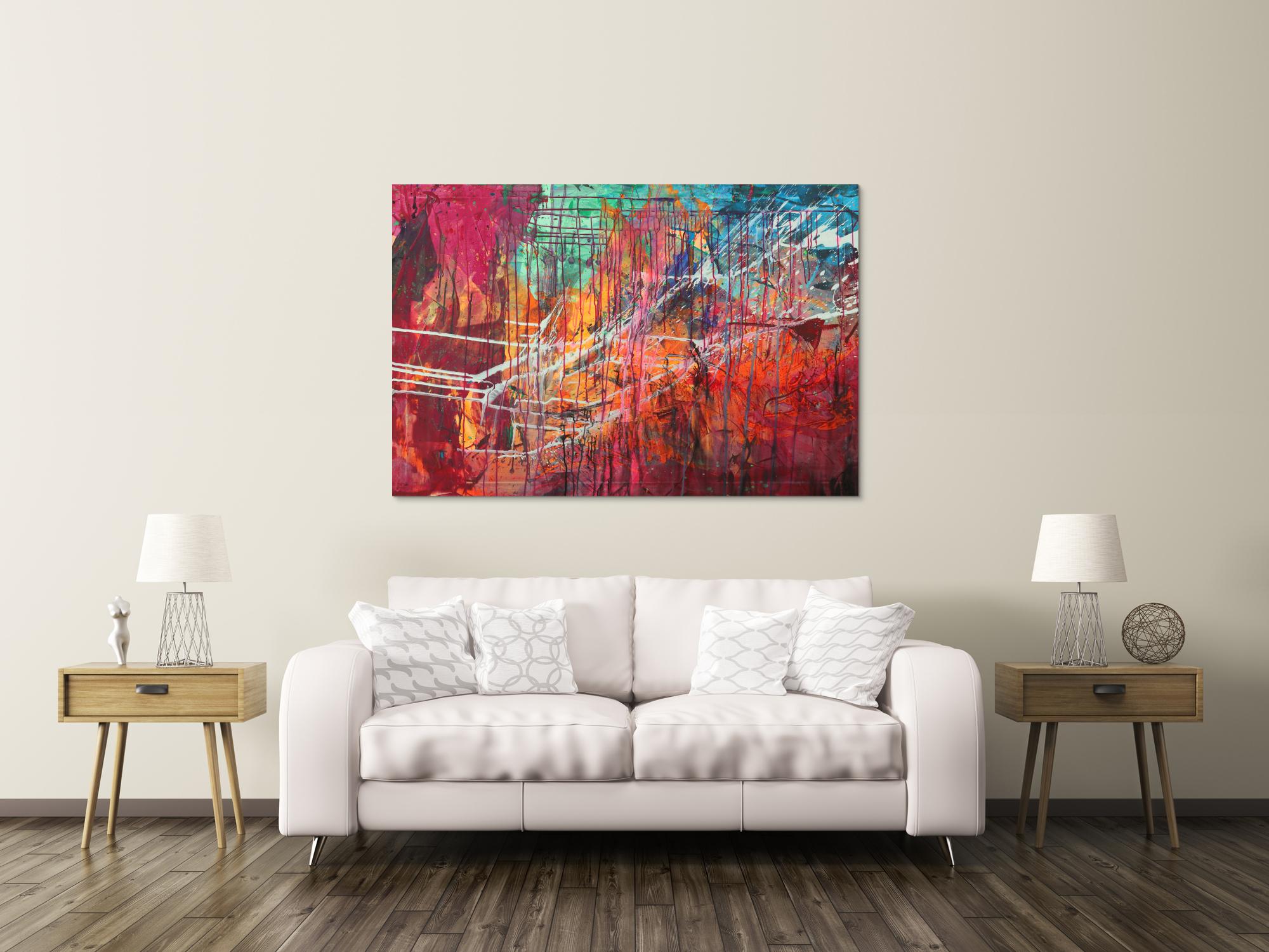 Abstraltes Gemälde Modern Art Mischtechnik bunt auf Leinwand handgemalt