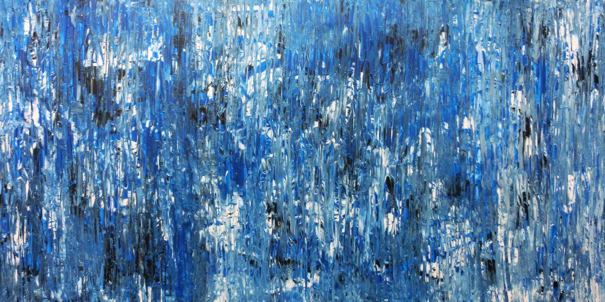 Abstraktes Acrylbild blau modern mit Muster