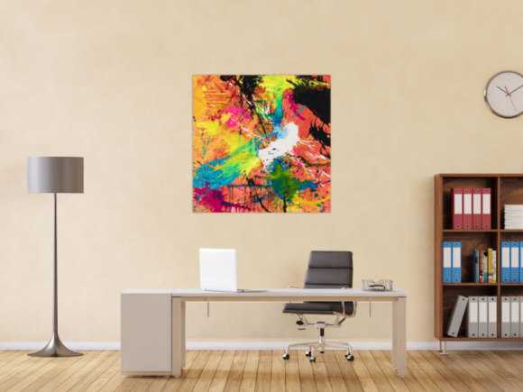 Original Gemälde abstrakt 100x100cm Action Painting expressionistisch auf Leinwand Mischtechnik rot schwarz braun Unikat