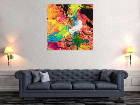 Original Gemälde abstrakt 100x100cm Action Painting expressionistisch auf Leinwand Mischtechnik rot schwarz braun Unikat