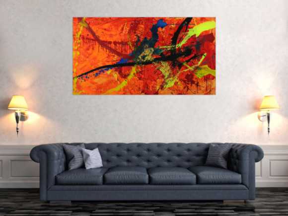 Abstraktes Gemälde Modern Art auf Leinwand handgemalt in XXL Action Paiting