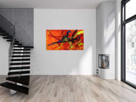 Abstraktes Gemälde Modern Art auf Leinwand handgemalt in XXL Action Paiting