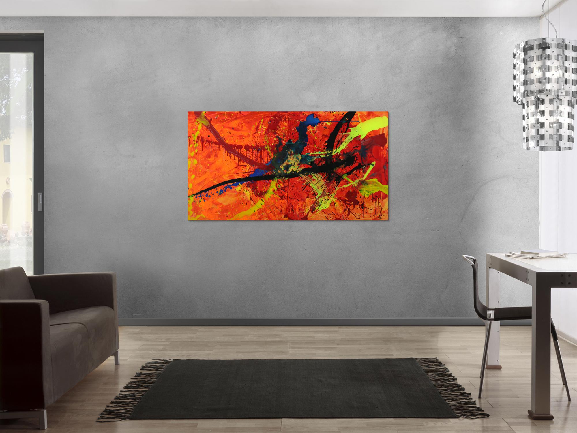 Abstraktes Gemälde Modern Art auf Leinwand handgemalt in XXL Action Paiting