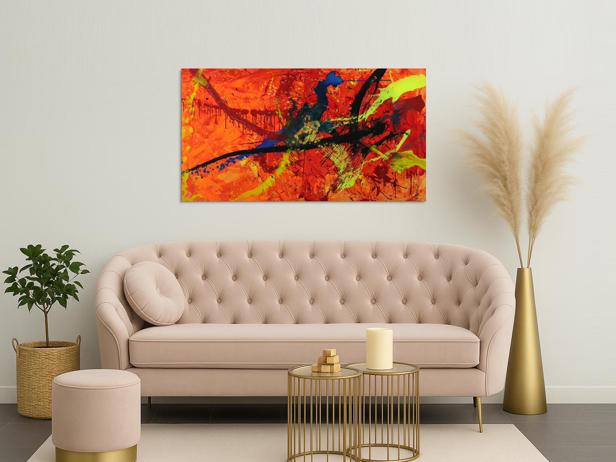 Abstraktes Gemälde Modern Art auf Leinwand handgemalt in XXL Action Paiting