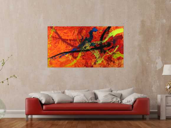 Abstraktes Gemälde Modern Art auf Leinwand handgemalt in XXL Action Paiting