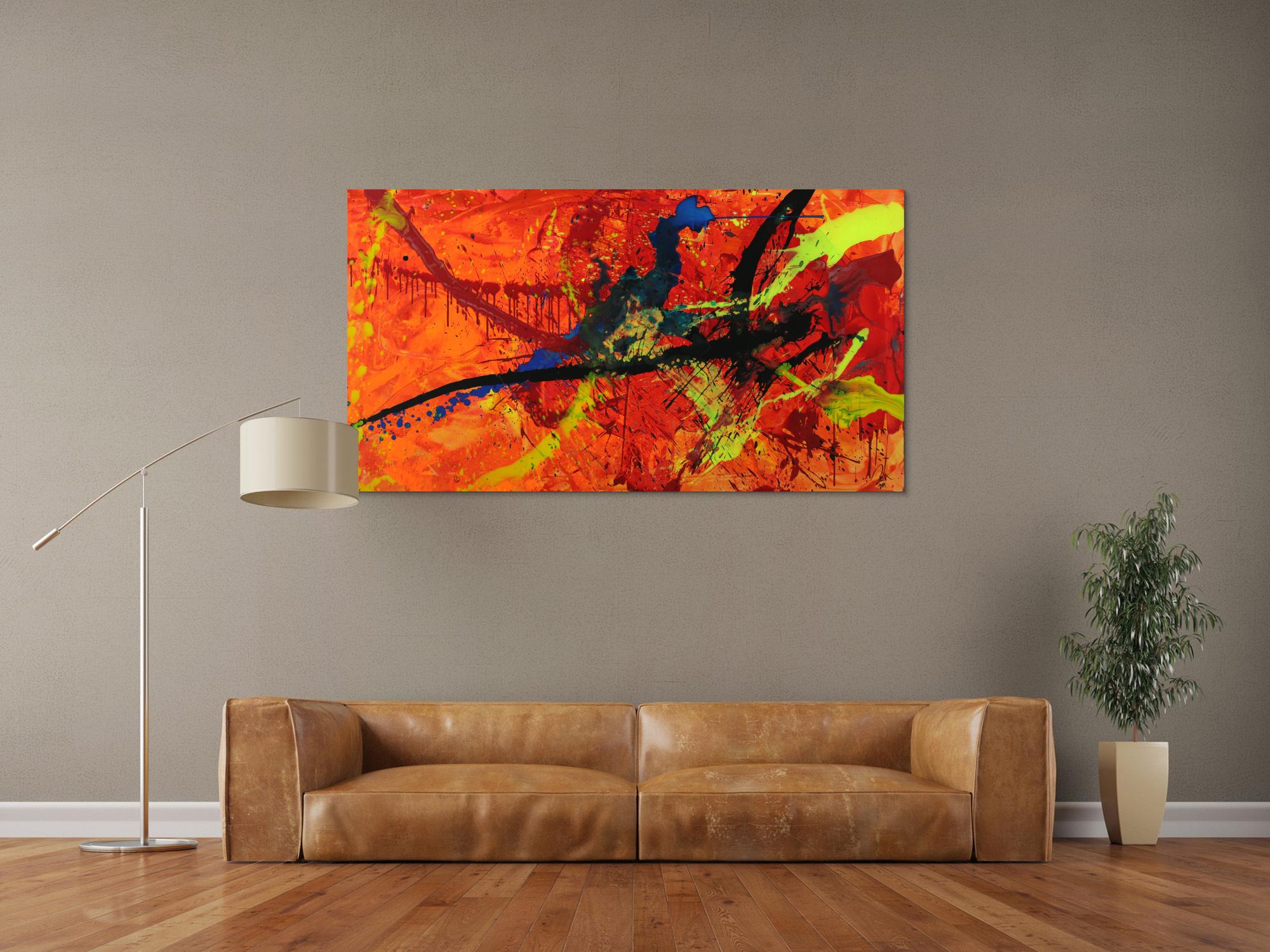 Abstraktes Gemälde Modern Art auf Leinwand handgemalt in XXL Action Paiting