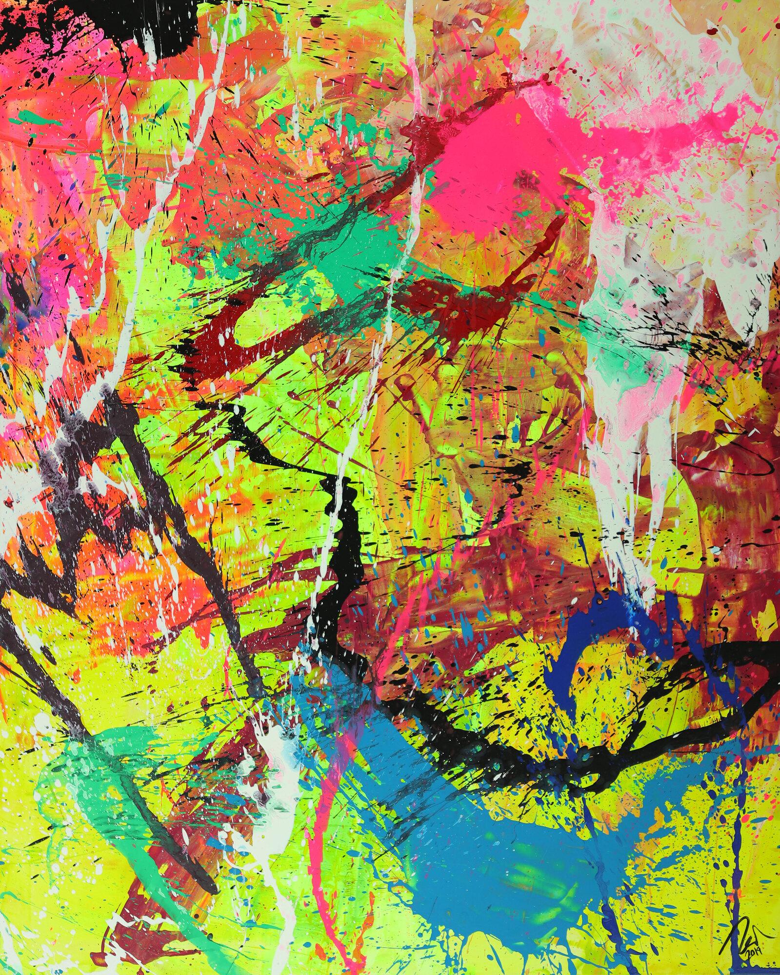 Abstraktes Gemälde auf Leinwand Modern Art Action Paiting Hochformat handgemalt