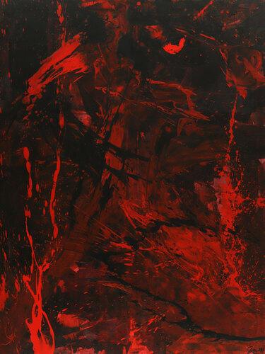 Abstraktes Gemälde rot schwarz Action Painting Modern Art handgemalt zeitgenössisch