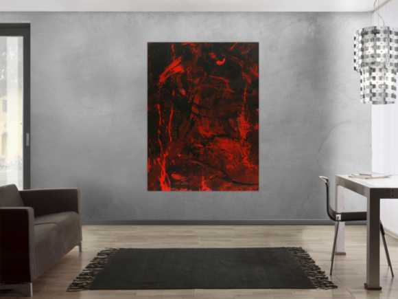 Abstraktes Gemälde rot schwarz Action Painting Modern Art handgemalt zeitgenössisch