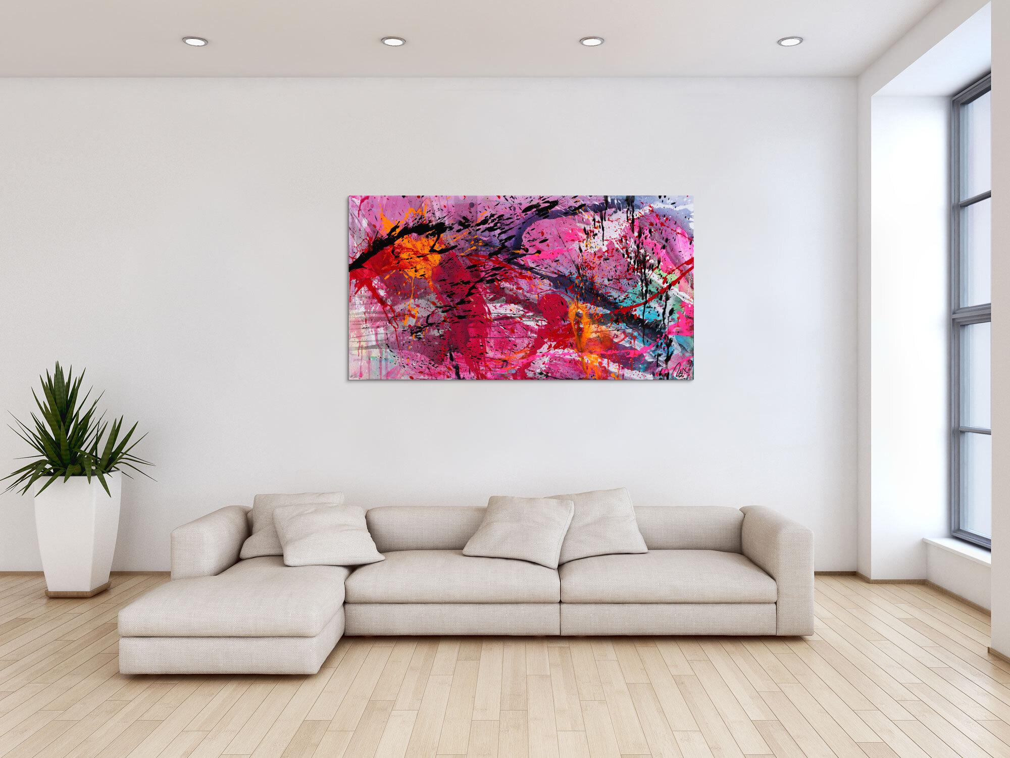 Abstraktes Gemälde Action Paiting helle Farben Modern Art zeitgenössisch handgemalt