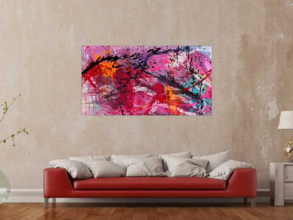 Abstraktes Gemälde Action Paiting helle Farben Modern Art zeitgenössisch handgemalt
