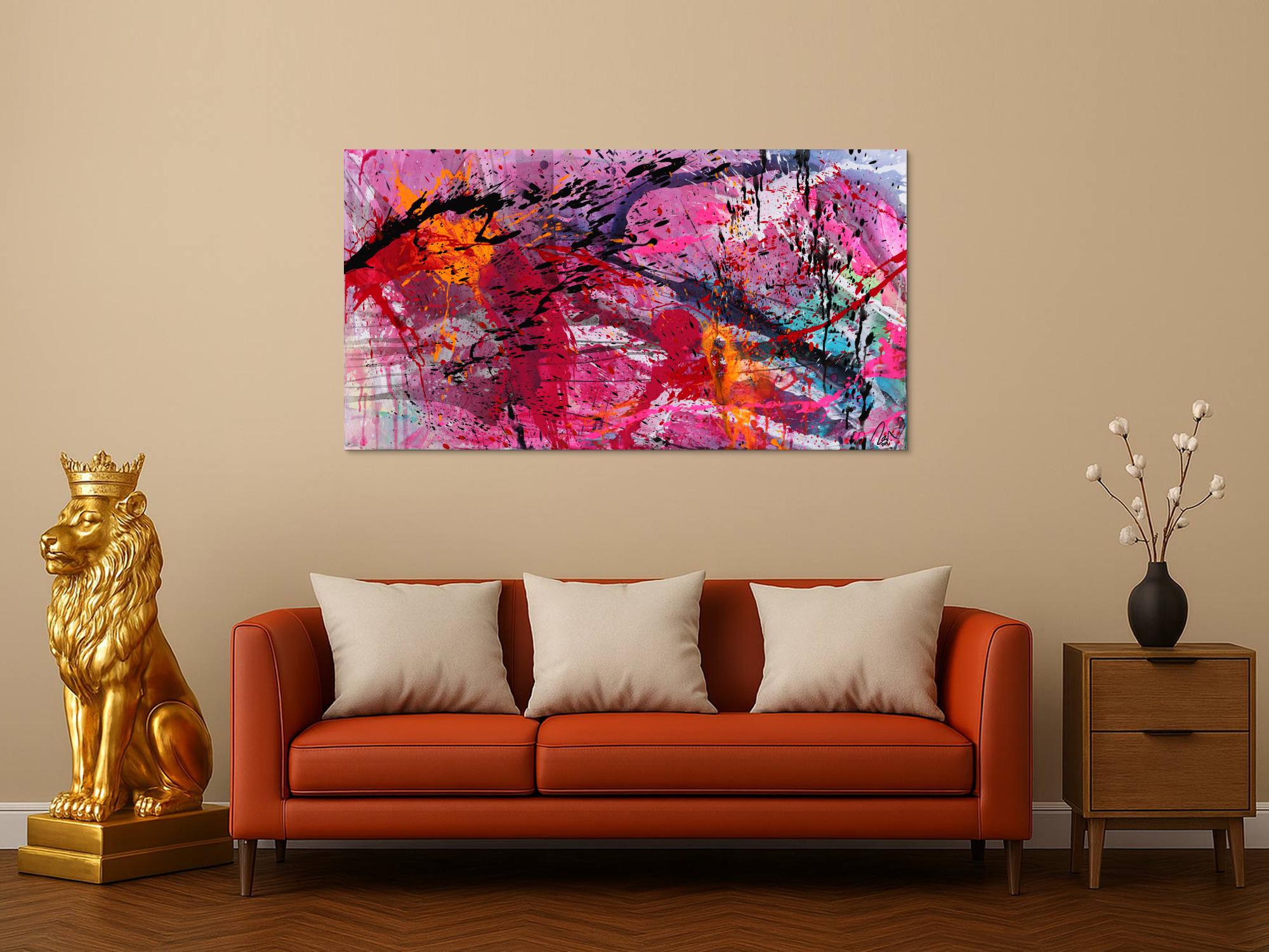 Abstraktes Gemälde Action Paiting helle Farben Modern Art zeitgenössisch handgemalt