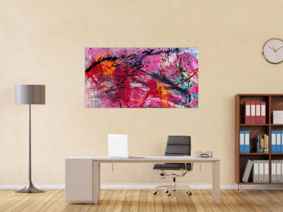 Abstraktes Gemälde Action Paiting helle Farben Modern Art zeitgenössisch handgemalt