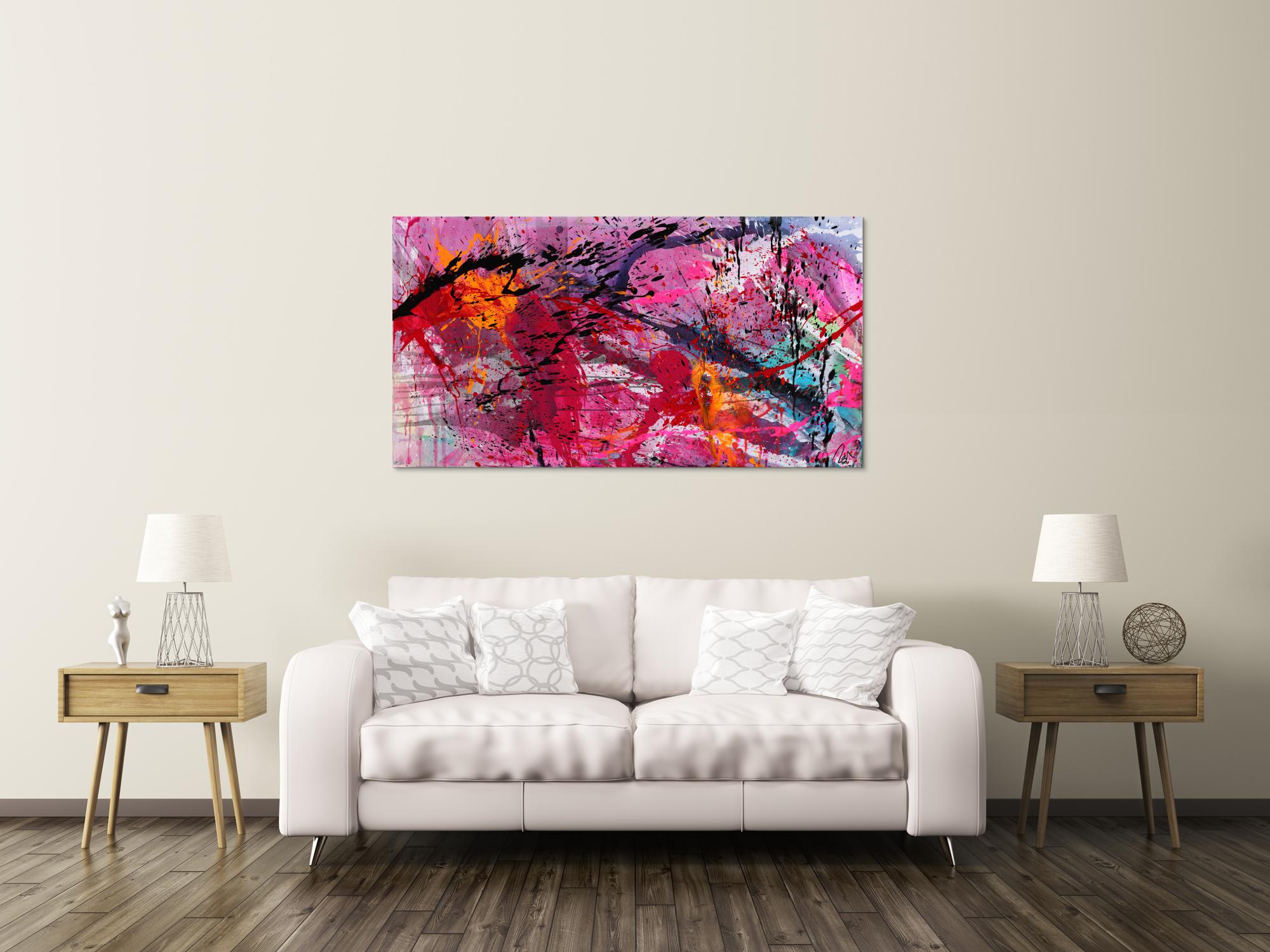 Abstraktes Gemälde Action Paiting helle Farben Modern Art zeitgenössisch handgemalt