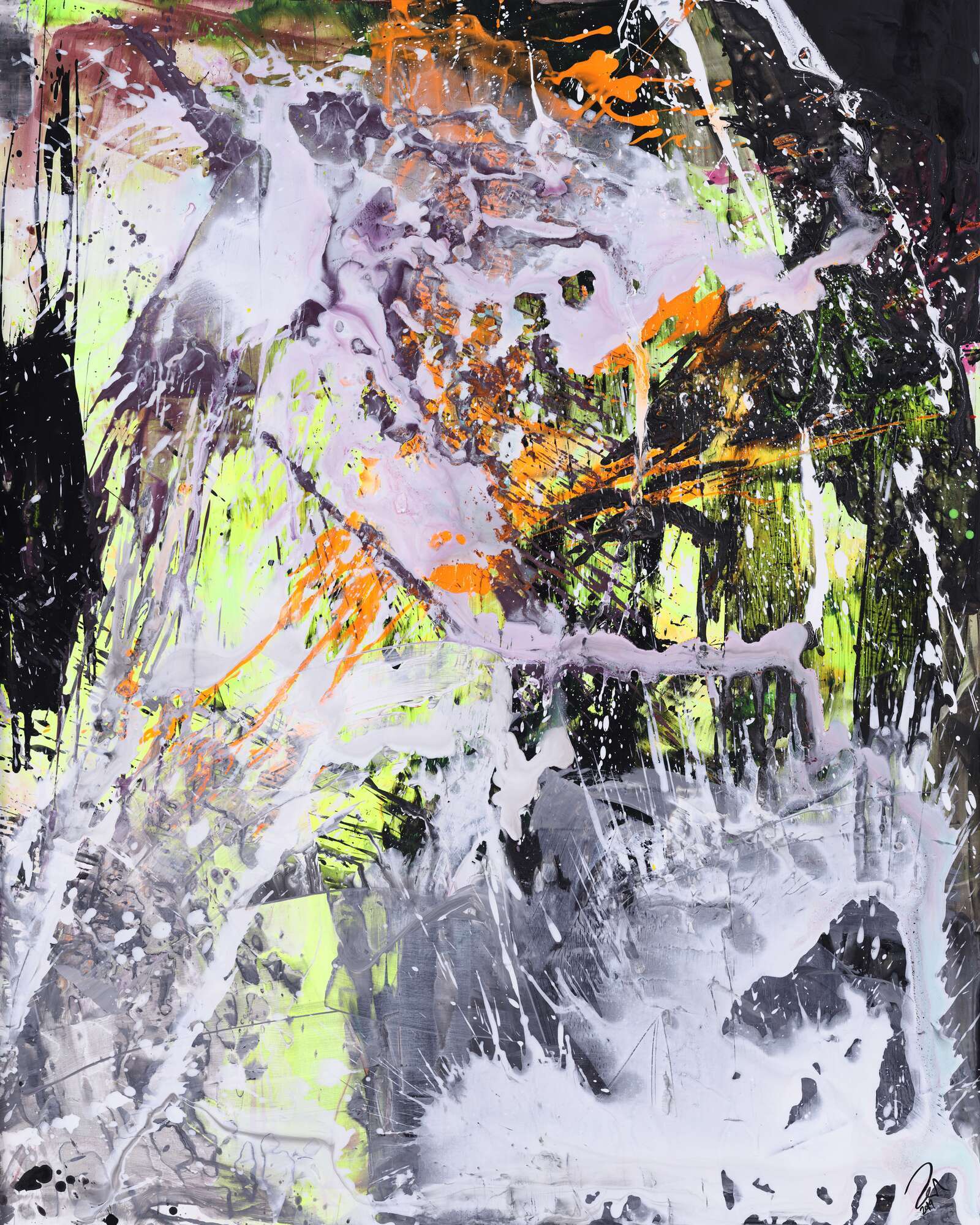 Abstraktes Gemälde Modern Art Action Painting Mischtechnik auf Leiwnand handgemalt