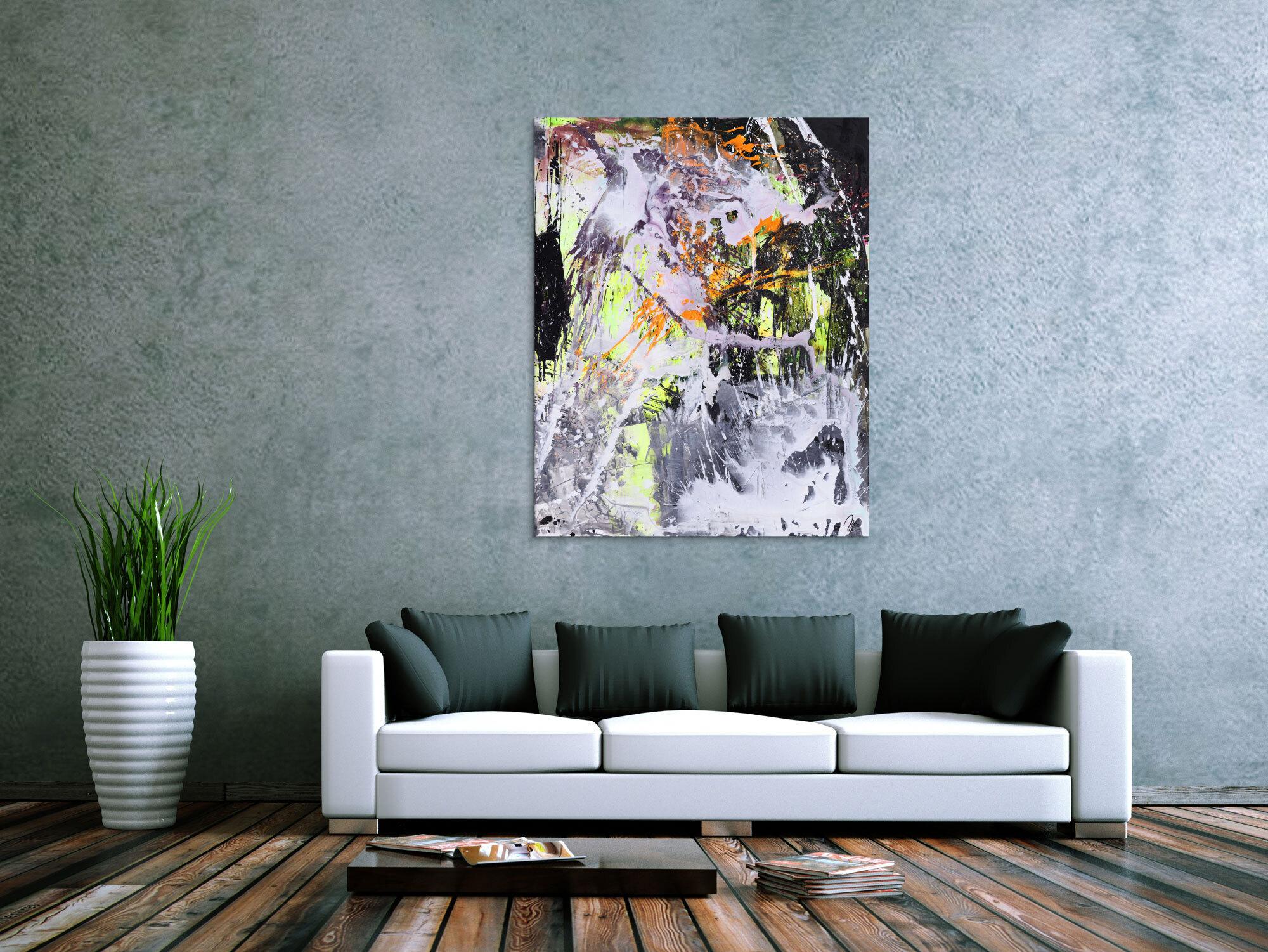 Abstraktes Gemälde Modern Art Action Painting Mischtechnik auf Leiwnand handgemalt